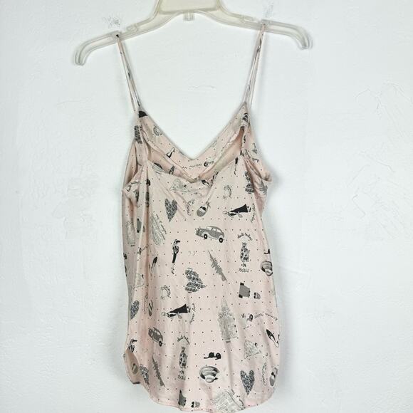 Vintage Silk Fairycore Coquette Girly Fashion Print Polka Dot Camisole Tank M - Picture 10 of 12